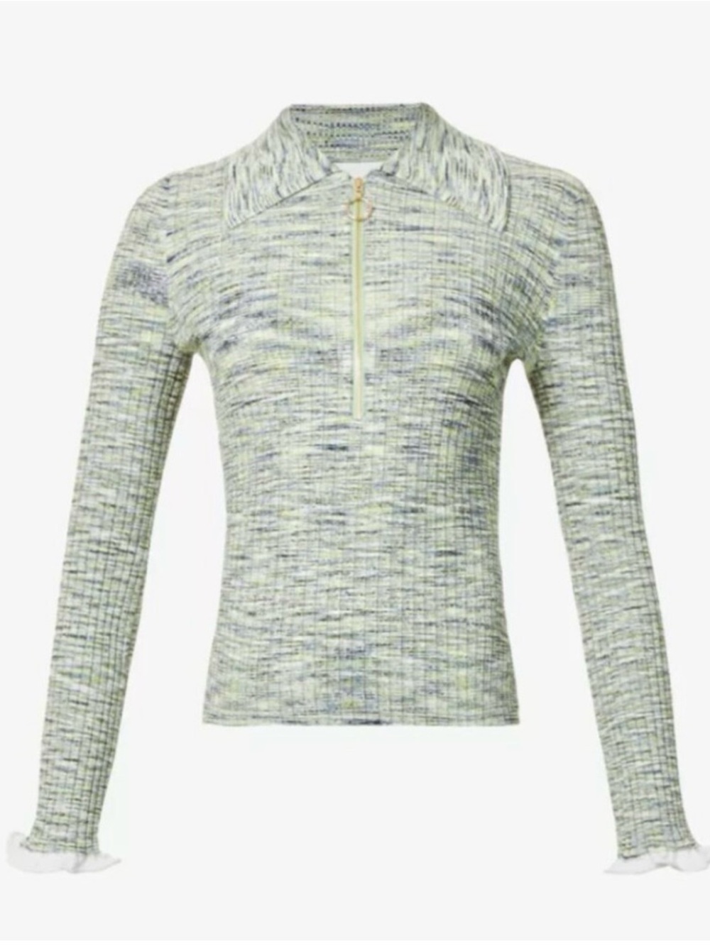 Jonathan Simkhai Long Sleeve Knit Allyson Green Space Dye Ribbed Pullover Top XS